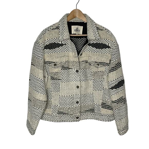 Levi's Made And Crafted Wool Fringe Jacket Womens Large Cream Boho Trucker - Picture 3 of 14